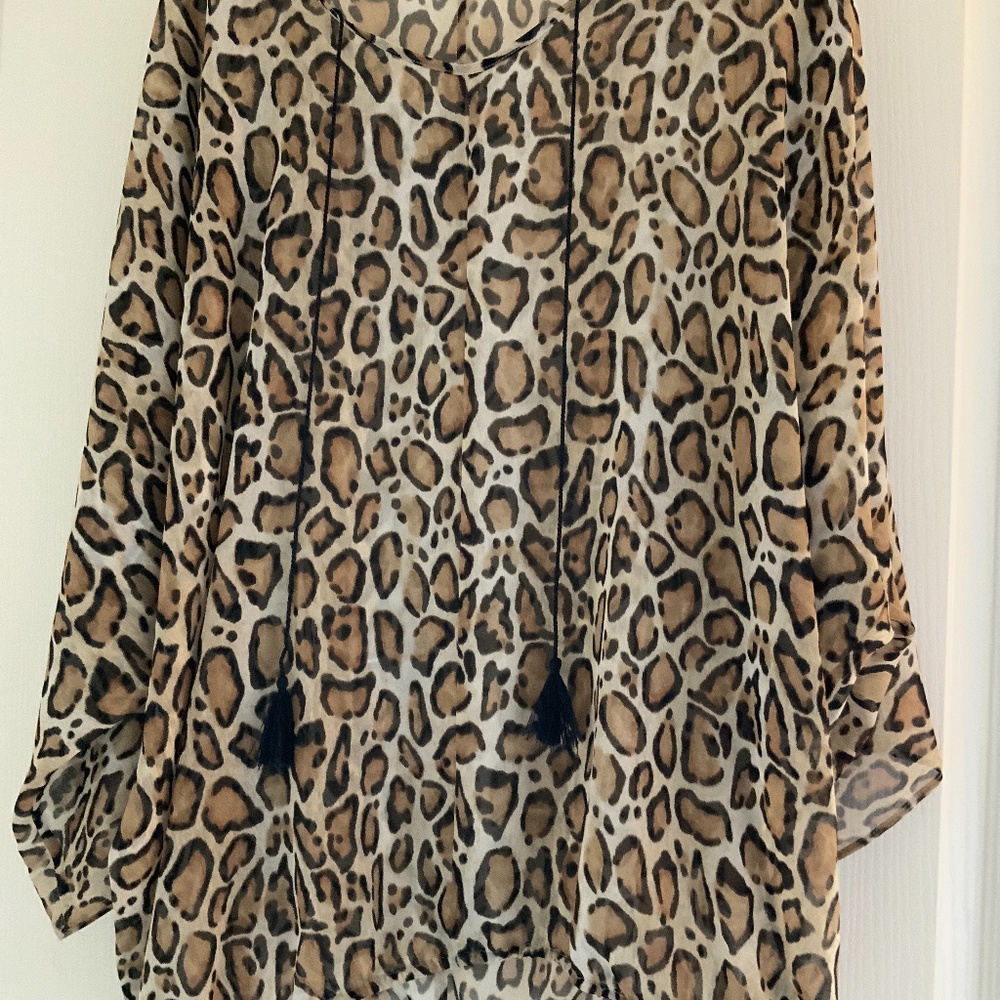 Leopard sheer blouse lane Bryant